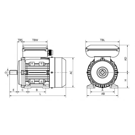 Moteur monophasé B34 0.55 KW 1500 tr/min HA 80 230V MMP ALMO
