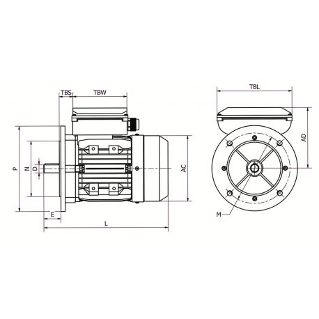 Moteur monophasé B35 3 KW 3000 tr/min HA 100 230V MMP ALMO