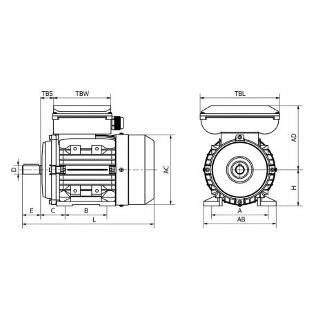 Moteur monophasé B35 1.8 KW 1500 tr/min HA 90 230V MMP ALMO