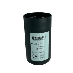 Condensateur de démarrage 200-250µF à cosses 6.3, fond plat