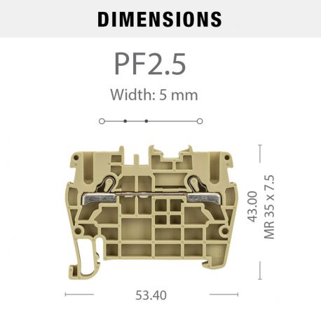 Borne à ressort 2,5mm² - pas 5mm - beige - type "PushFit" - IMO