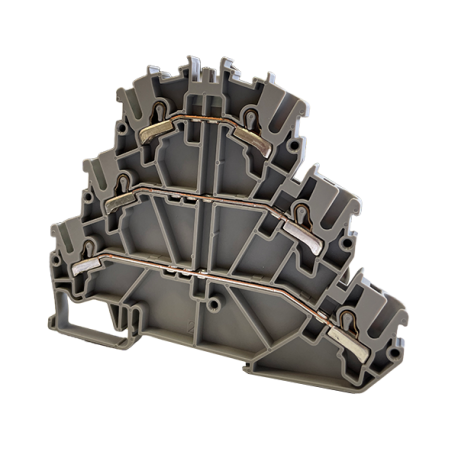 Borne de jonction trois étages à ressort 2,5mm² - pas 5mm - grise - type PushFit - IMO Borne de jonction trois étages à ressort 2,5mm² - pas 5mm - grise - type PushFit - IMO