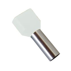 Embout de câblage double à sertir, 0.5mm², blanc - sachet de 100 pcs