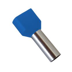 Embout de câblage double à sertir, 0.75mm², bleu - sachet de 100 pcs