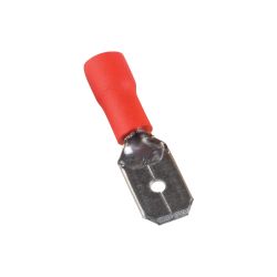 Cosse à sertir enfichable mâle isolé, type faston, rouge 6.3mm - sachet de 100 pcs