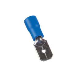 Cosse à sertir enfichable mâle isolé, type faston, bleu 6.3mm - sachet de 100 pcs