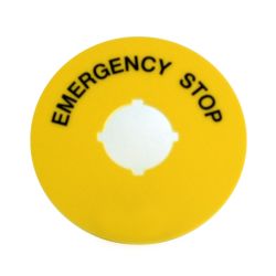 Disque signalétique jaune Ø70mm "EMERGENCY STOP" pour boutonnerie Ø22mm - IMO