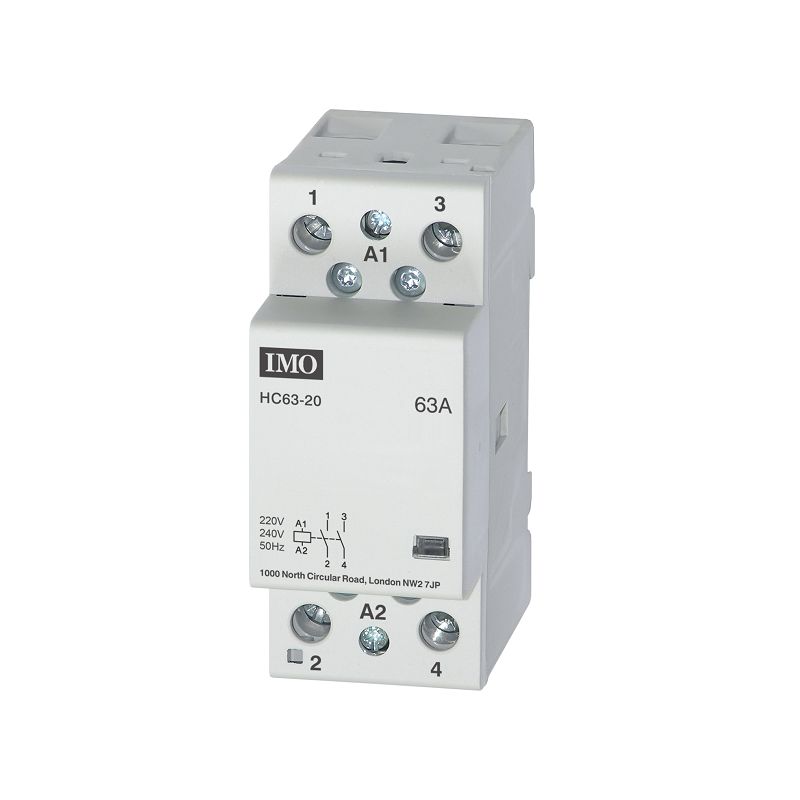 Contacteur modulaire 63A 230V AC, 2 pôles NO, rail DIN - IMO