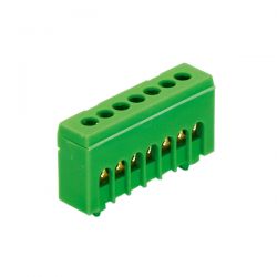 Bornier de terre isolé vert 7 bornes pour câble de 1,5 à 16mm² - rail DIN - MOREK