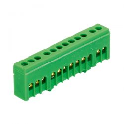 Bornier de terre isolé vert 12 bornes pour câble de 1,5 à 16mm² - rail DIN - MOREK