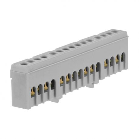 Bornier de phase isolé gris 15 bornes pour câble de 1,5 à 16mm² - rail DIN - MOREK