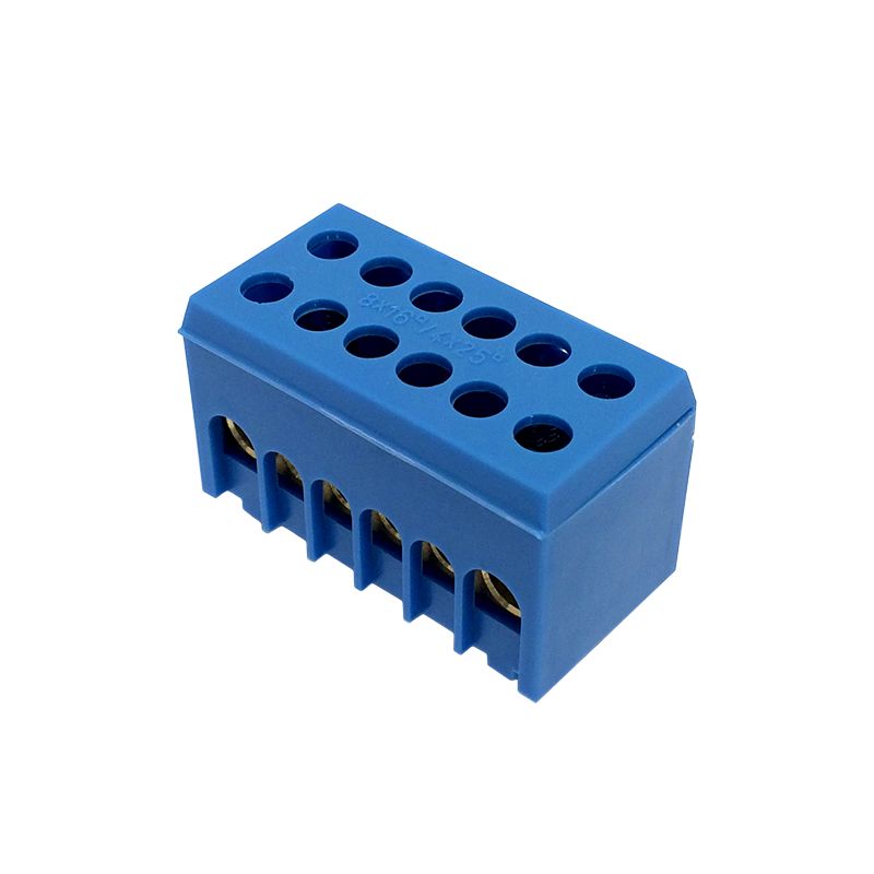 Bornier de neutre 2p bleu 12 bornes pour câble de 1,5 à 16mm² - MOREK