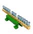 Bornier de terre IP00 vert 14 bornes pour câble de 1,5 à 16mm² - rail DIN - MOREK