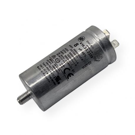 Condensateur permanent aluminium 8µF à cosses faston simple - Ø35x72mm - DUCATI