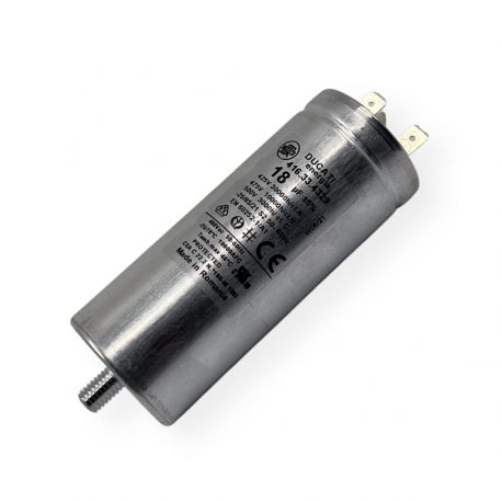 Condensateur permanent aluminium 18µF à cosses faston simple - Ø40x98mm - DUCATI
