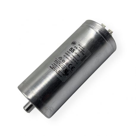 Condensateur permanent aluminium 55µF à cosses faston double - Ø55x122mm - DUCATI