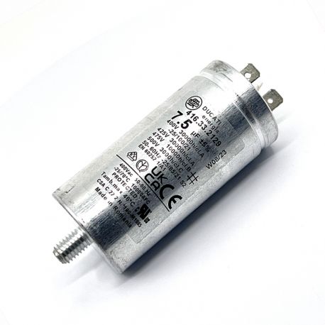 Condensateur permanent aluminium 7,5µF à cosses faston simple - Ø35x72mm - DUCATI