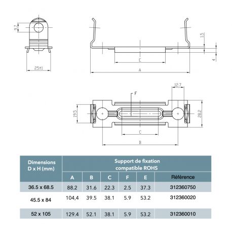Support de fixation métallique pour condensateur de démarrage Ø45,5mm - DUCATI