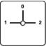 Boite un bouton - commutateur rotatif 20A, 4 pôles, 3 positions, centre off (1-0-2)