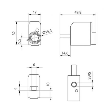 Connecteur alu cuivre 6 à 50mm² connexion par le haut 690V
