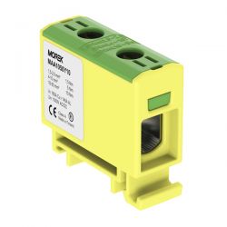 Bloc de jonction alu cuivre vert/jaune (terre) 1,5 à 50mm² 1000V AC/DC - Rail DIN - MOREK