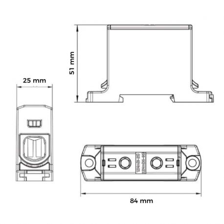 Bloc de jonction alu cuivre bleu (neutre) 6 à 95mm² 1000V AC/DC - Rail DIN - MOREK