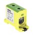 Bloc de jonction alu cuivre vert/jaune (terre) 25 à 150mm² 1000V AC/DC - Rail DIN - MOREK