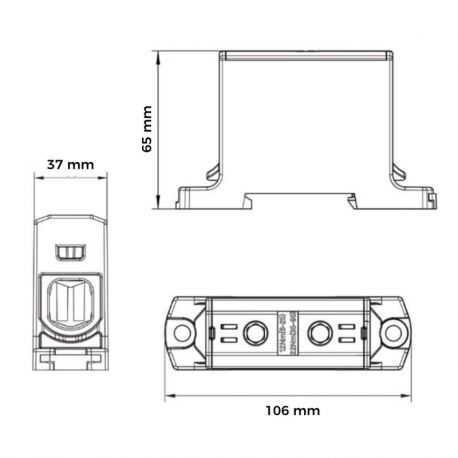 Bloc de jonction alu cuivre bleu (neutre) 35 à 240mm² 1000V AC/DC - Rail DIN - MOREK