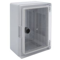 Coffret électrique ABS 330x250x130 étanche IP65 - Porte transparente - avec plaque de fond