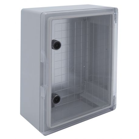 Coffret électrique ABS 400x300x165 étanche IP65 - Porte transparente - avec plaque de fond