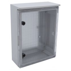 Coffret électrique ABS avec rebord 400x300x165 - IP65 - Porte vitrée - avec plaque de fond