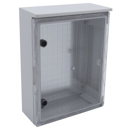 Coffret électrique ABS avec rebord 400x300x165 - IP65 - Porte transparente - avec plaque de fond