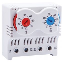 Thermostat d'armoire électrique - contact 1NO+1NC - Plage de température 0°C à 60°C