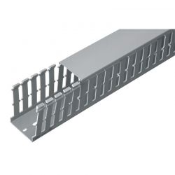 Goulotte électrique de câblage LxH 25x25mm PVC grise, avec couvercle - 2 mètres