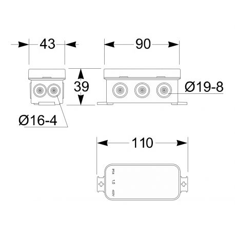 Petite boite de dérivation étanche IP55 90x43x40mm, ABS, 10 entrées pré-découpées, MINIBOX