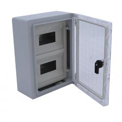 Armoire électrique 18 modules 330x250x130mm étanche IP65 - Porte transparente - avec rail DIN