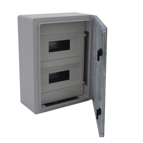 Armoire électrique 24 modules 400x300x165mm étanche IP65 - Porte transparente - avec rail DIN