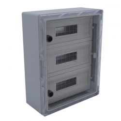 Armoire électrique 51 modules 500x400x175mm étanche IP65 - Porte transparente - avec rail DIN
