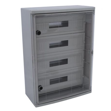 Armoire électrique 68 modules 600x400x200mm étanche IP65 - Porte transparente - avec rail DIN