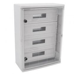 Armoire électrique 88 modules 700x500x245mm étanche IP65 - Porte transparente - avec rail DIN