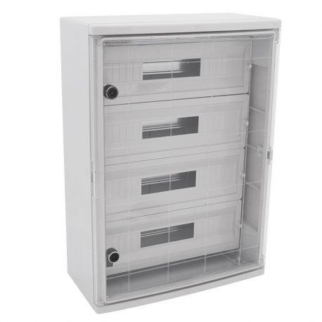 Armoire électrique 88 modules 700x500x245mm étanche IP65 - Porte transparente - avec rail DIN