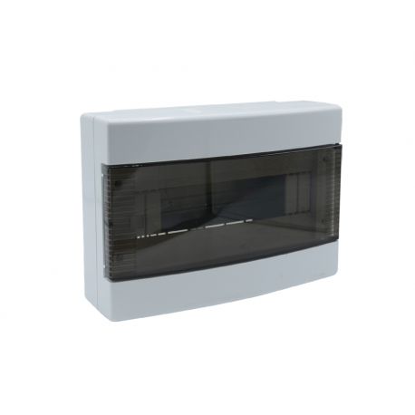 Tableau de distribution 12 modules 190x275x90mm IP40 - Porte transparente - avec rail DIN