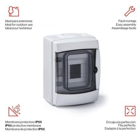 Coffret électrique étanche pour l'extérieur IP65 4 modules 215x145x110mm - Porte transparente