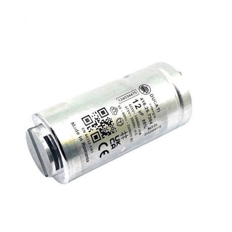 1240344752 Condensateur de moteur 12µF d'origine pour sèche linge AEG, ARTHUR MARTIN, ELECTROLUX 