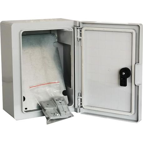 Coffret électrique ABS 330x250x130 étanche IP65 - Porte pleine - avec plaque de fond