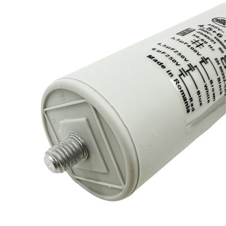 416216514 Condensateur de VMC à triple capacité 3,5µF+4,5µF+6µF- Ø40x92mm - Vis