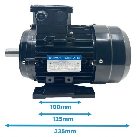 Moteur Électrique Triphasé 0.37kW/0.5CV, 750Tr/min, 230/400V, B3, HA90, IE3, Alu - CEMER