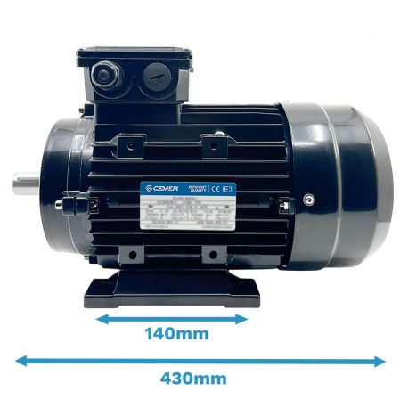 Moteur Électrique Triphasé 7.5kW/10CV, 3000Tr/min, 230/400V, B34, HA132, IE3, Alu - CEMER