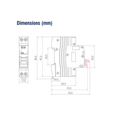 Disjoncteur phase neutre 32A 1P+N - courbe C - 4,5kA - À vis - MCB - IMO