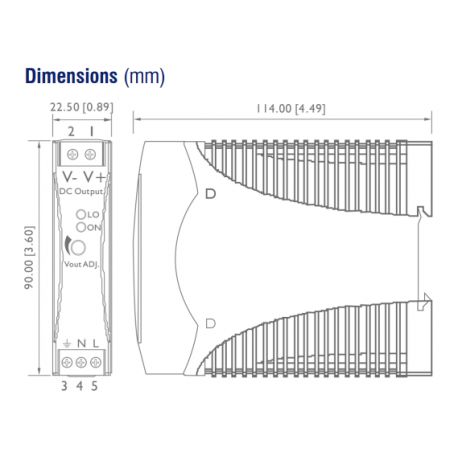 DPS101824DC Alimentation courant continu 18W 0.75A 220Vac/24Vcc - autoprotégée - DPS IMO